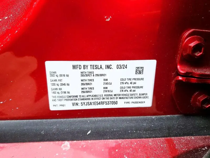 2024 TESLA MODEL S   