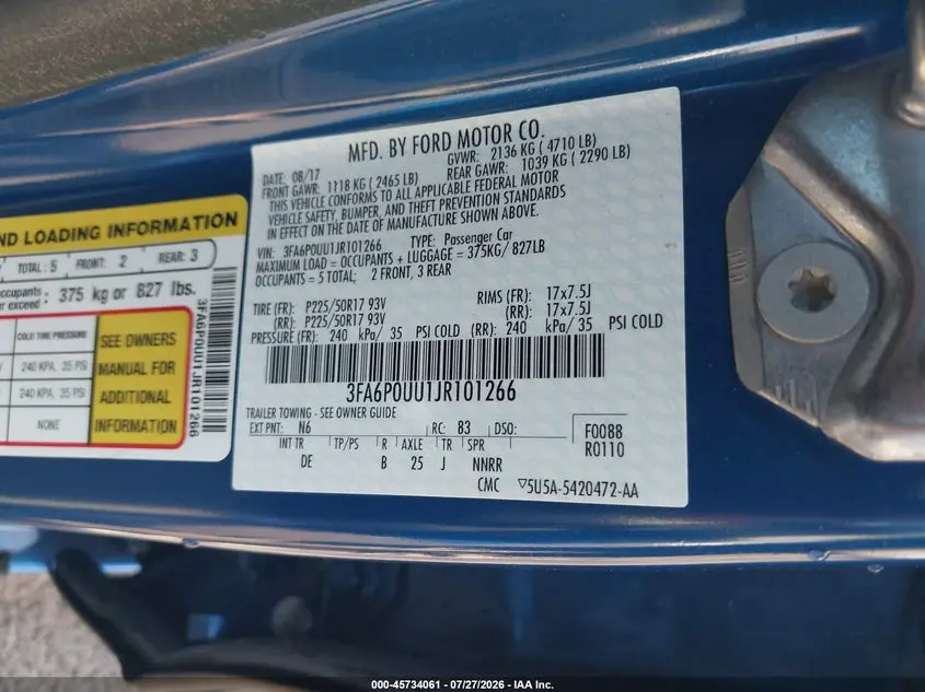 2018 FORD FUSION HYBRID S