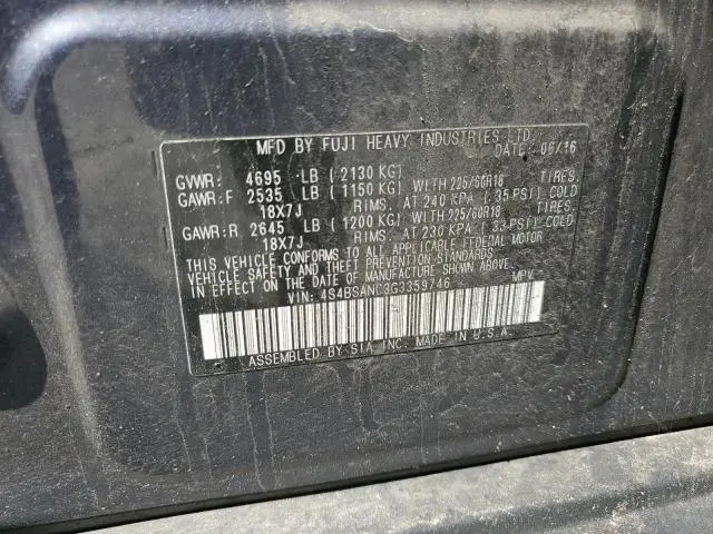 2016 SUBARU OUTBACK 2.5I LIMITED  