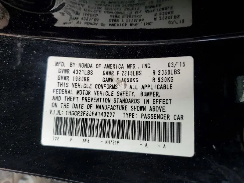 2015 HONDA ACCORD EXL  
