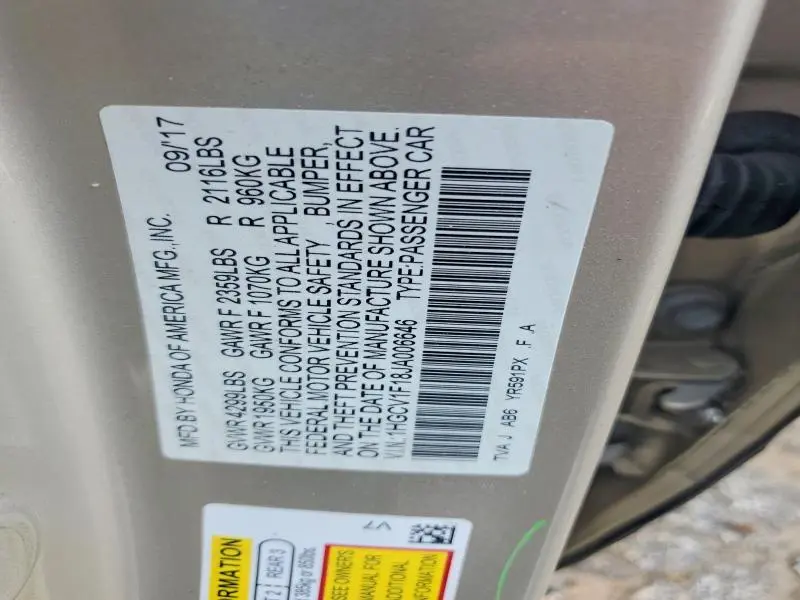 2018 HONDA ACCORD LX  