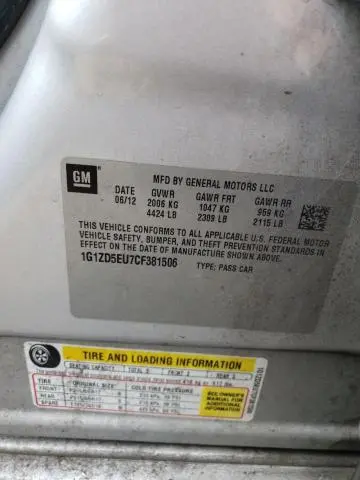 2012 CHEVROLET MALIBU 2LT  