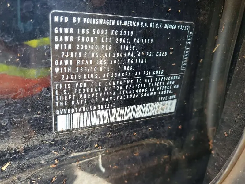 2022 VOLKSWAGEN TIGUAN SE R-LINE BLACK  