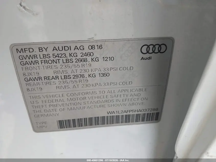 2017 AUDI Q5 2.0T PREMIUM