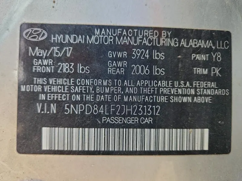 2018 HYUNDAI ELANTRA SEL  