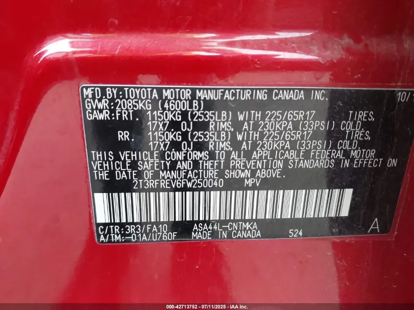 2015 TOYOTA RAV4 XLE