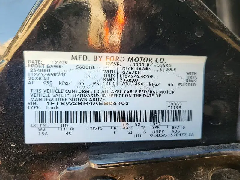 2010 FORD F250 SUPER DUTY  