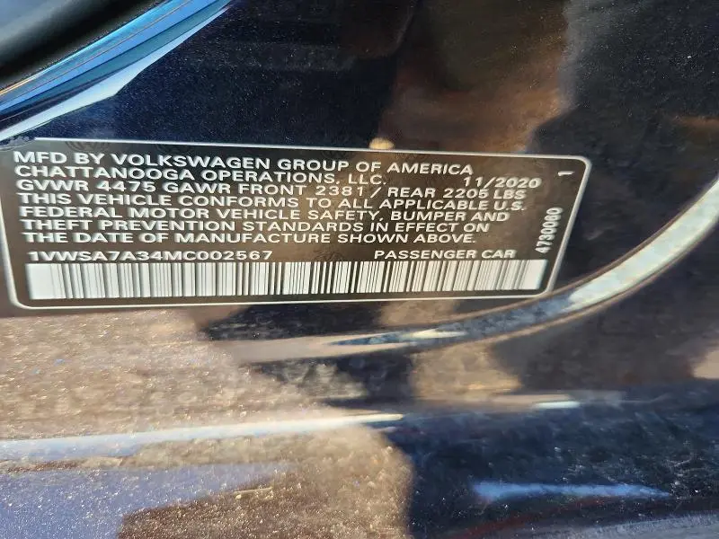 2021 VOLKSWAGEN PASSAT SE  