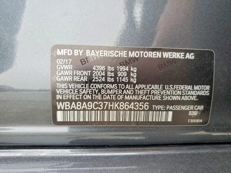 2017 BMW 320   