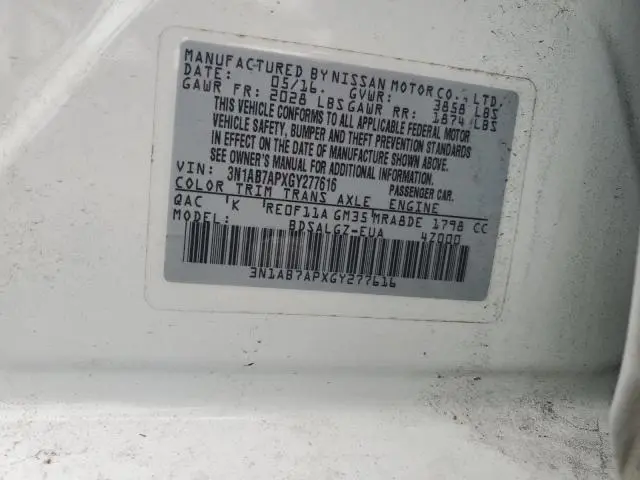 2016 NISSAN SENTRA S  