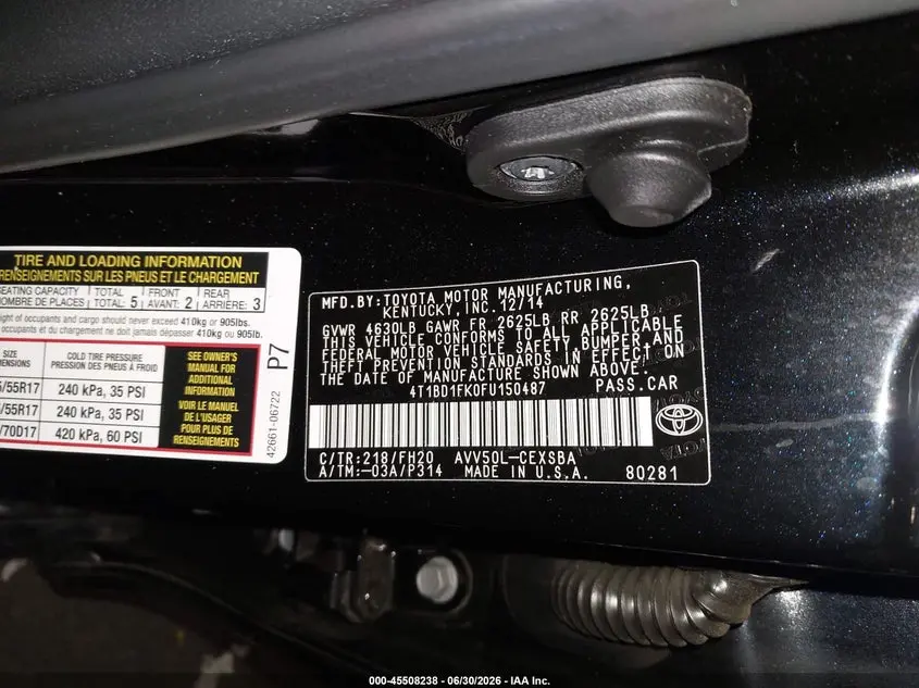 2015 TOYOTA CAMRY HYBRID SE