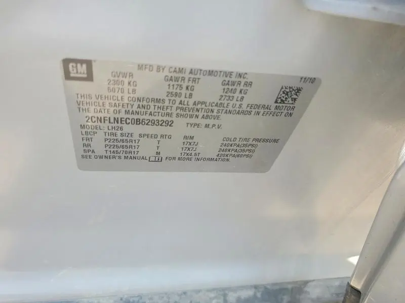 2011 CHEVROLET EQUINOX LT  