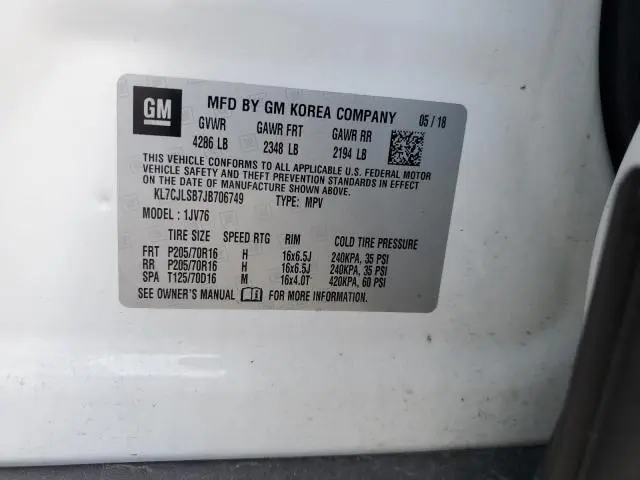 2018 CHEVROLET TRAX 1LT  