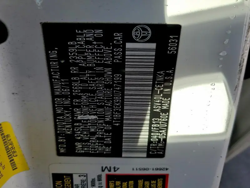 2011 TOYOTA CAMRY BASE  