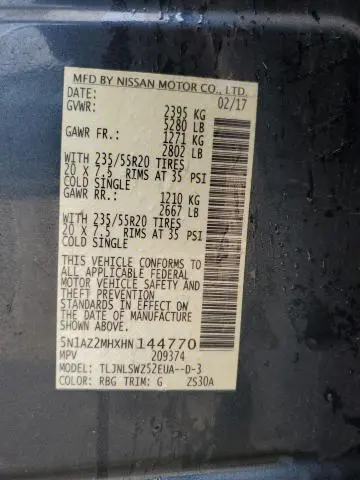 2017 NISSAN MURANO S  