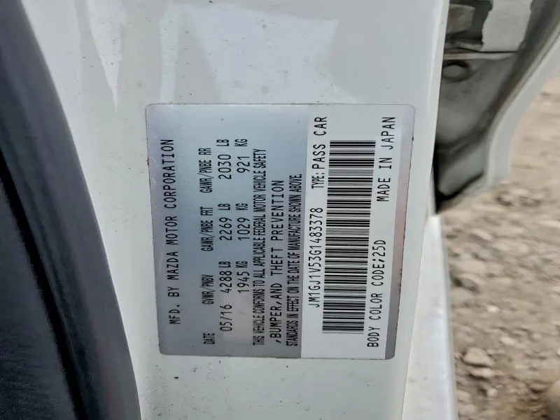 2016 MAZDA 6 TOURING  