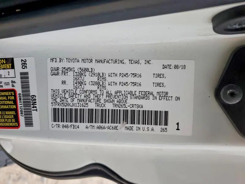 2018 TOYOTA TACOMA   