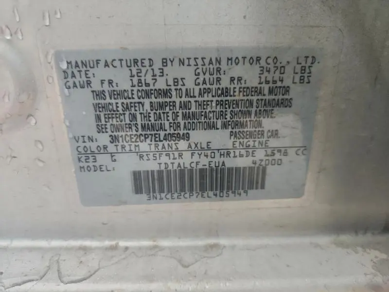 2014 NISSAN VERSA NOTE S  