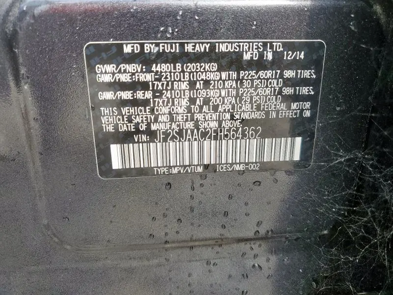 2015 SUBARU FORESTER 2.5I  