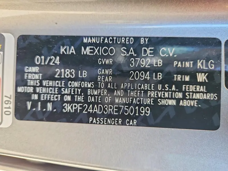2024 KIA FORTE LXS  