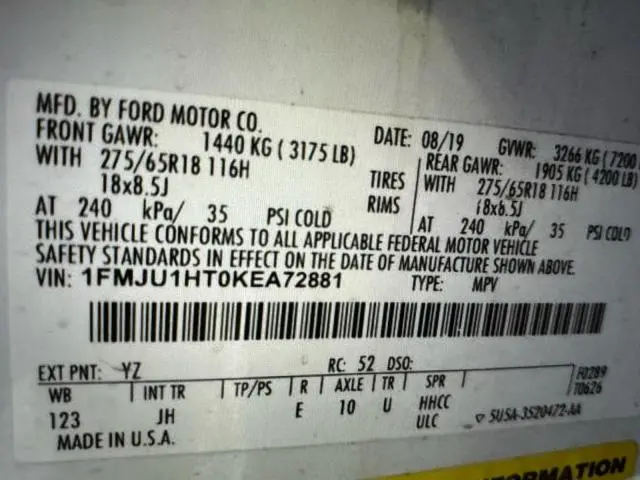 2019 FORD EXPEDITION XLT  