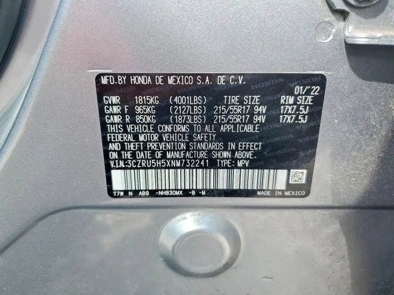 2022 HONDA HR-V EX  