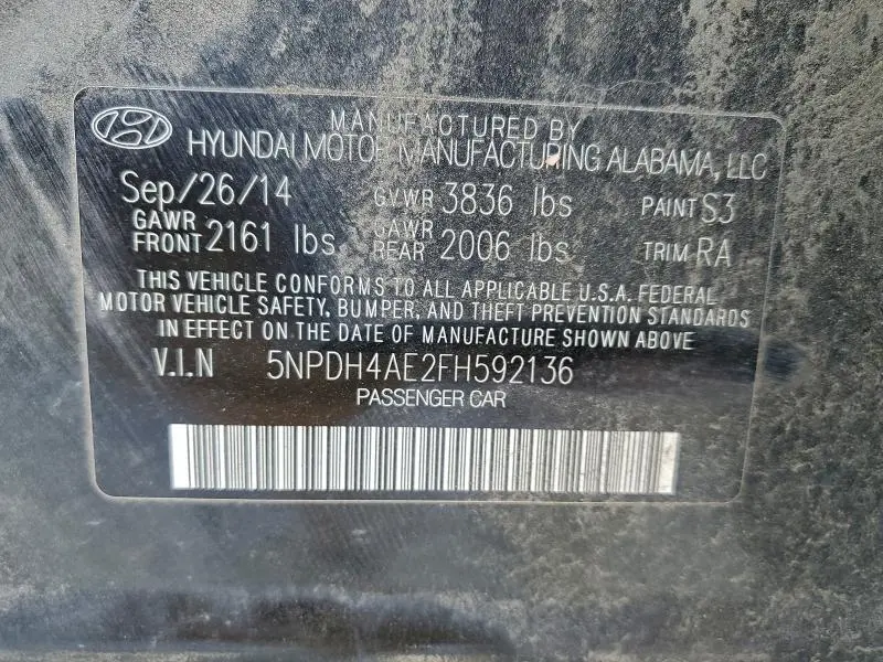 2015 HYUNDAI ELANTRA SE  