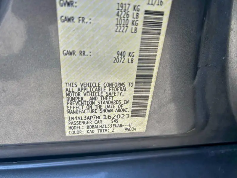 2017 NISSAN ALTIMA 2.5  