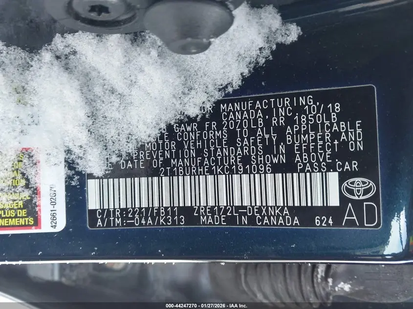 2019 TOYOTA COROLLA LE