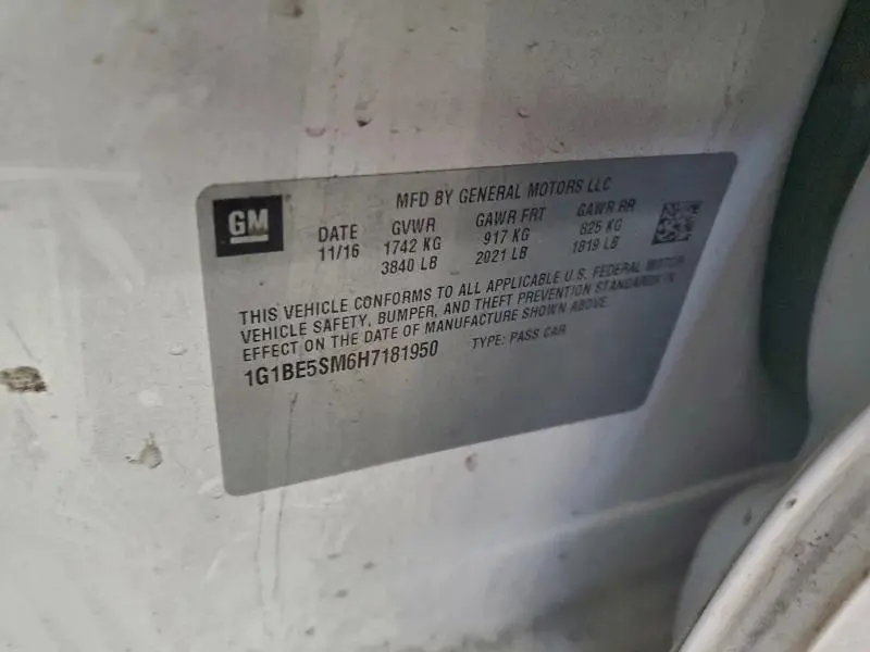 2017 CHEVROLET CRUZE LT  