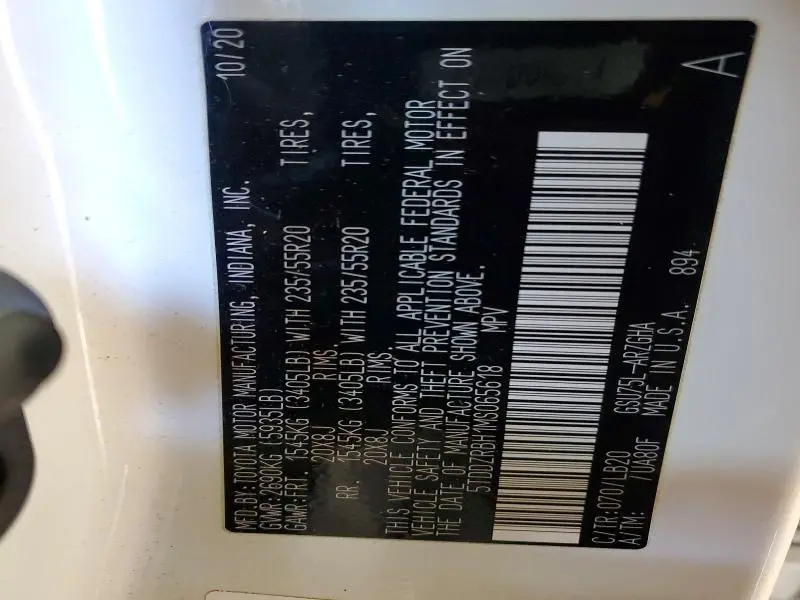 2021 TOYOTA HIGHLANDER LIMITED  