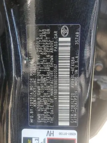 2014 TOYOTA AVALON HYBRID