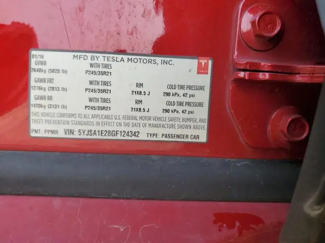 2016 TESLA MODEL S   