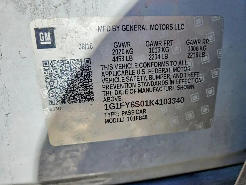 2019 CHEVROLET BOLT EV LT  