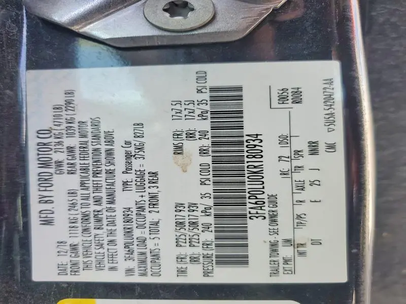 2019 FORD FUSION SE  