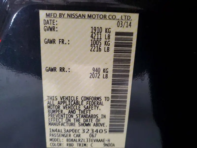 2014 NISSAN ALTIMA 2.5 S  