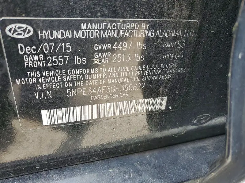 2016 HYUNDAI SONATA SPORT  