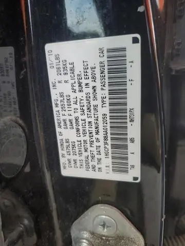 2010 HONDA ACCORD EXL  