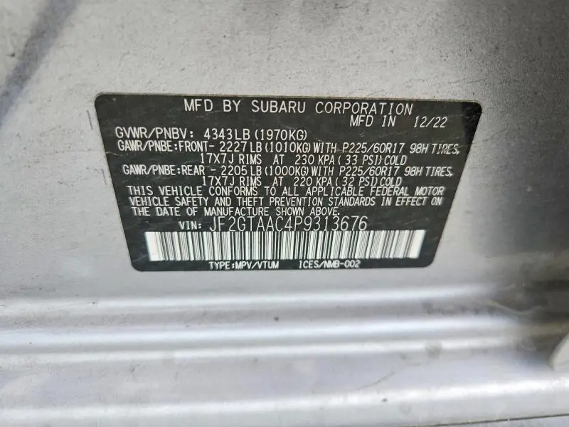 2023 SUBARU CROSSTREK   