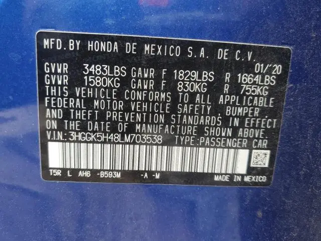 2020 HONDA FIT LX