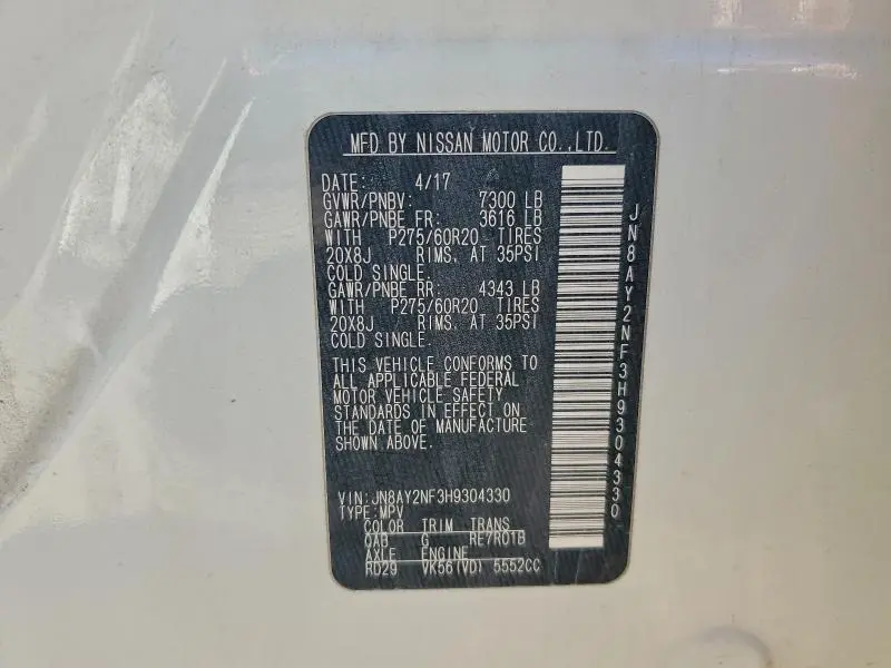 2017 NISSAN ARMADA PLATINUM  