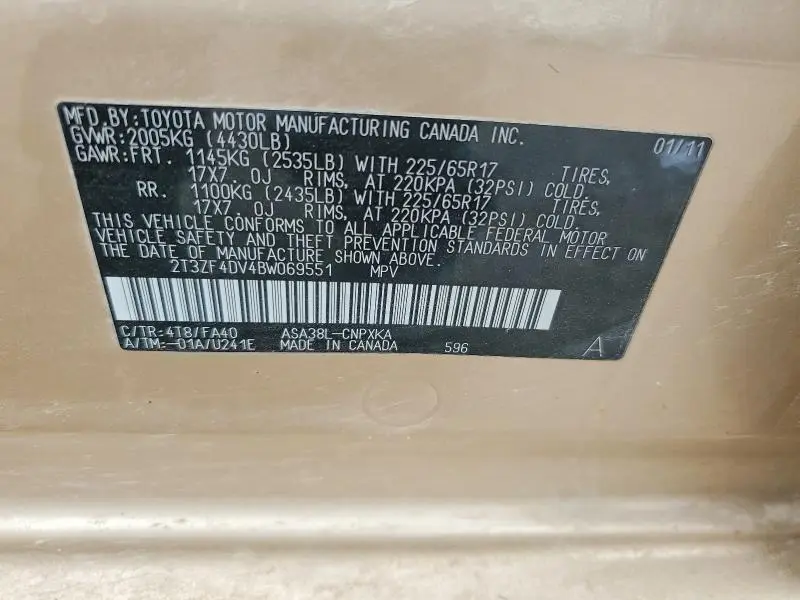2011 TOYOTA RAV4 BASE  