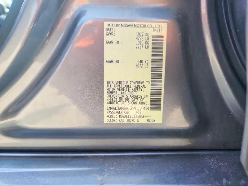 2017 NISSAN ALTIMA 2.5 SV  