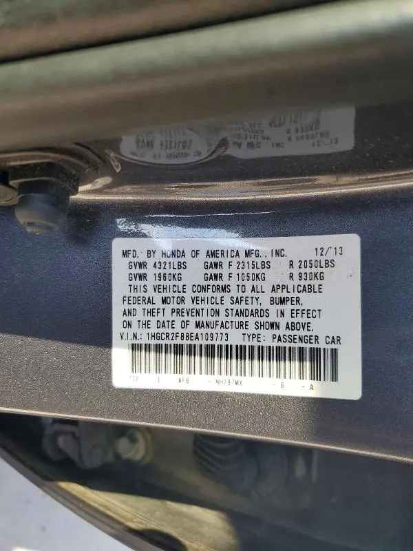 2014 HONDA ACCORD EXL  