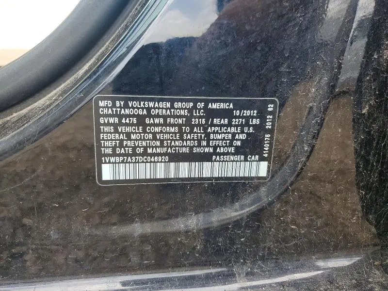 2013 VOLKSWAGEN PASSAT SE  