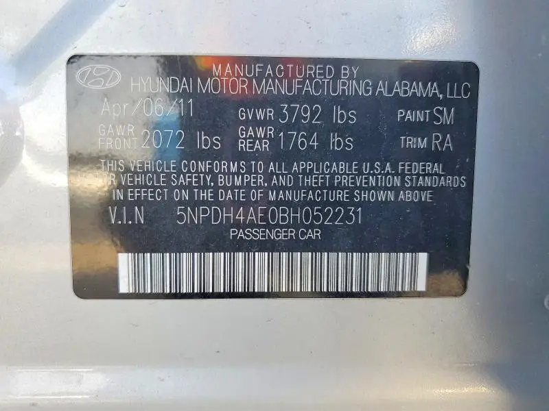 2011 HYUNDAI ELANTRA GLS  