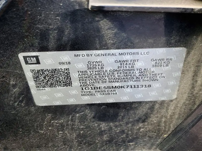 2019 CHEVROLET CRUZE LT  