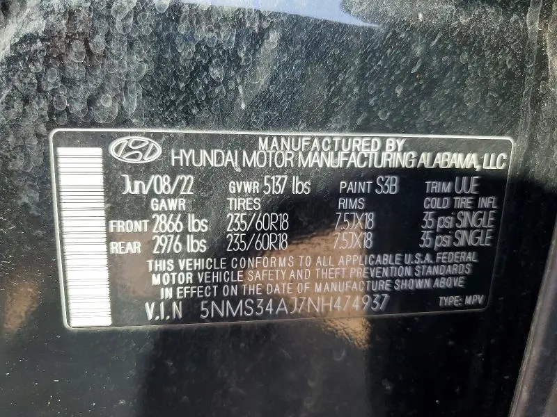 2022 HYUNDAI SANTA FE SEL  