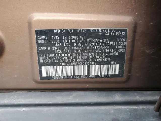 2013 SUBARU OUTBACK 2.5I  