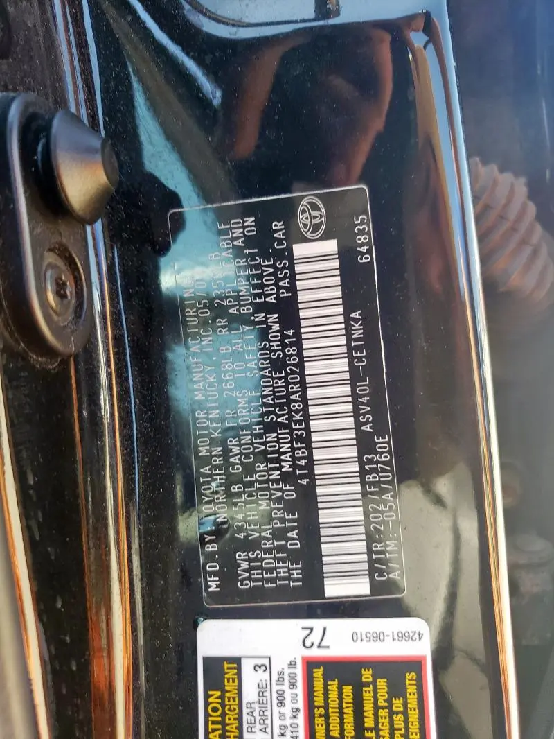 2010 TOYOTA CAMRY BASE  